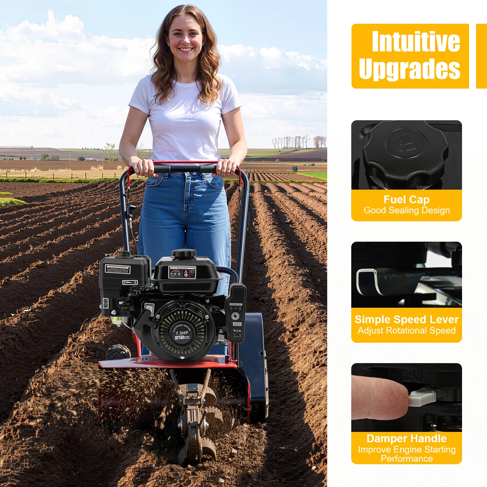 4‑Stroke Single Cylinder Gas‑Powered Engine 7.5HP 210cc Hand/Electric Start for Go‑Karts Generator Pressure Washer Cement Mixer