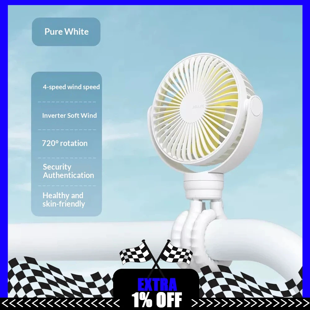 JisuLife FA40A Bed Clamp Fan Variable Frequency Wind Fourth Gear Wind Power Car Clip Small Fan Low Noise Light Weight For Gifts