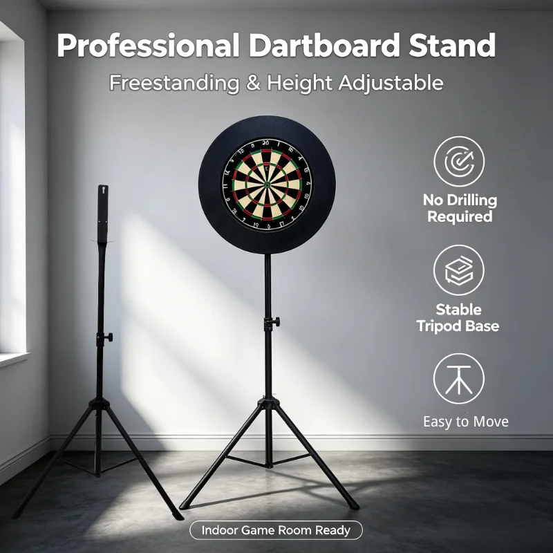 Dart board tripod Dart board stand Dart accessories Sturdy and durable Adjustable height Portable and easy to install