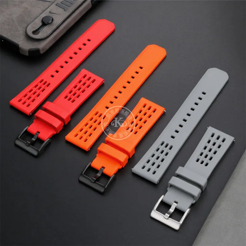 20mm 22mm Premium-Grade Porous Structure Quick Release Fluorine Rubber Watch Strap New Design FKM Band for IWC Omega Tissot