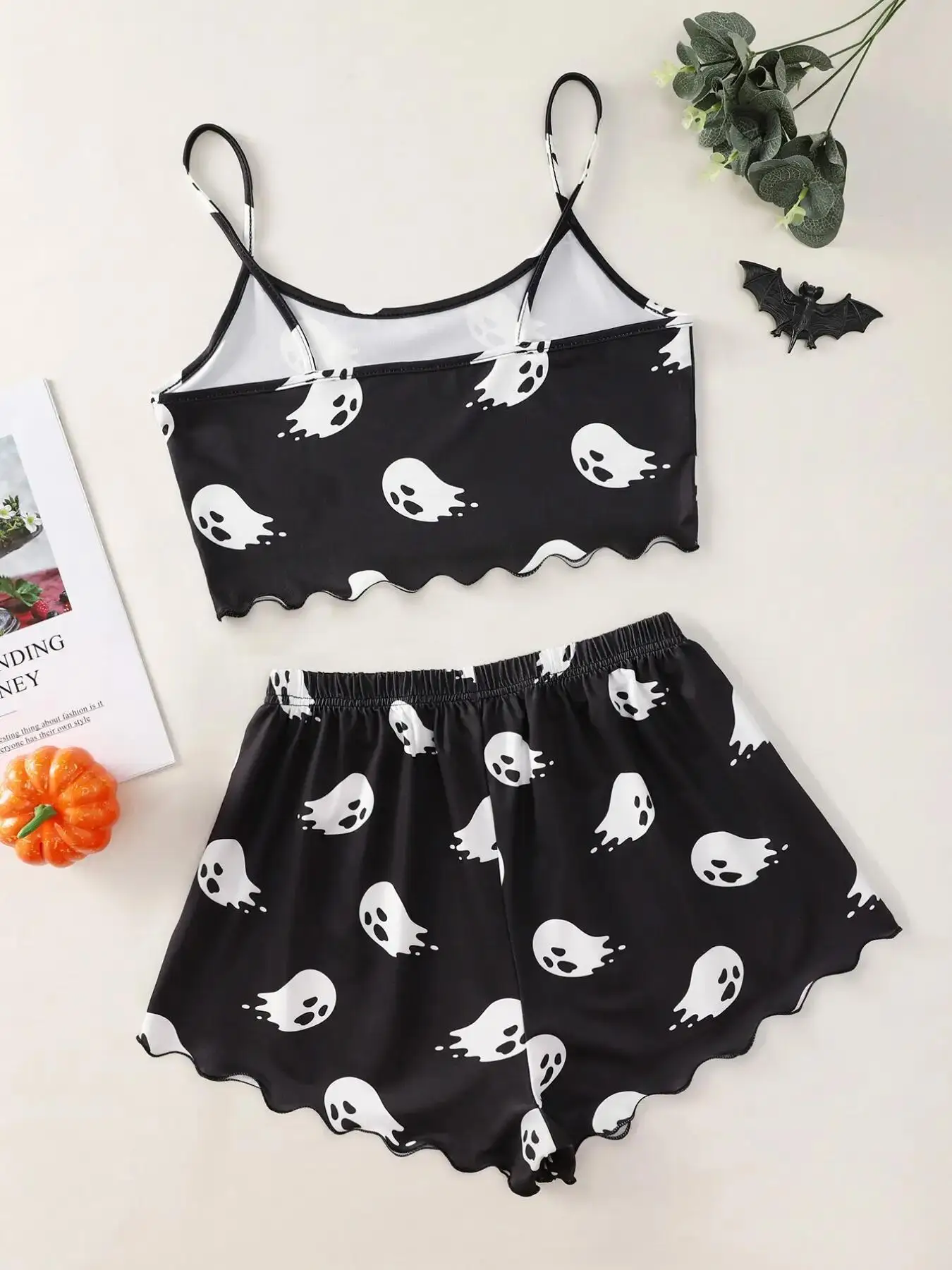 Halloween Devil Pumpkin Print Pajamas Set Women Short Sleeve Tops and Shorts Set Home Clothes Sleepwear Nightwear image 6