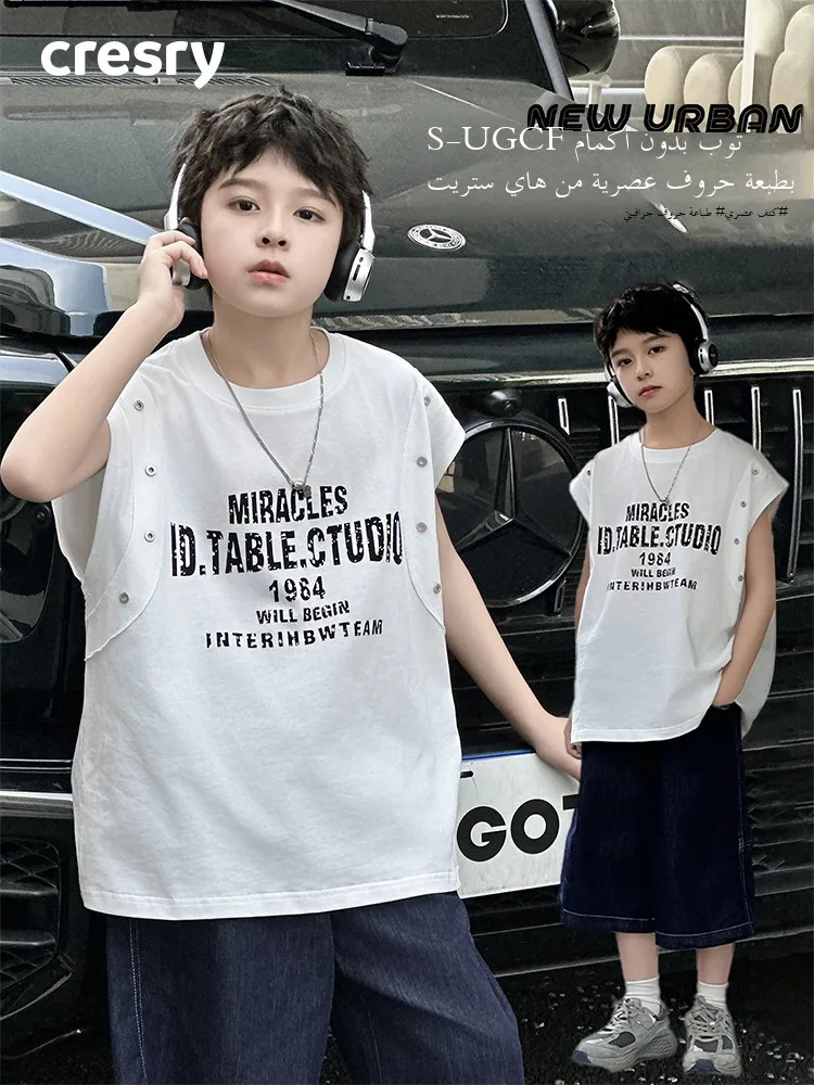 cresry-t-shirt-sans-manches-d'ete-pour-garcons-debardeur-tendance-en-coton-coupe-ample-style-coreen-pour-grands-enfants-de-4-a-14-ans