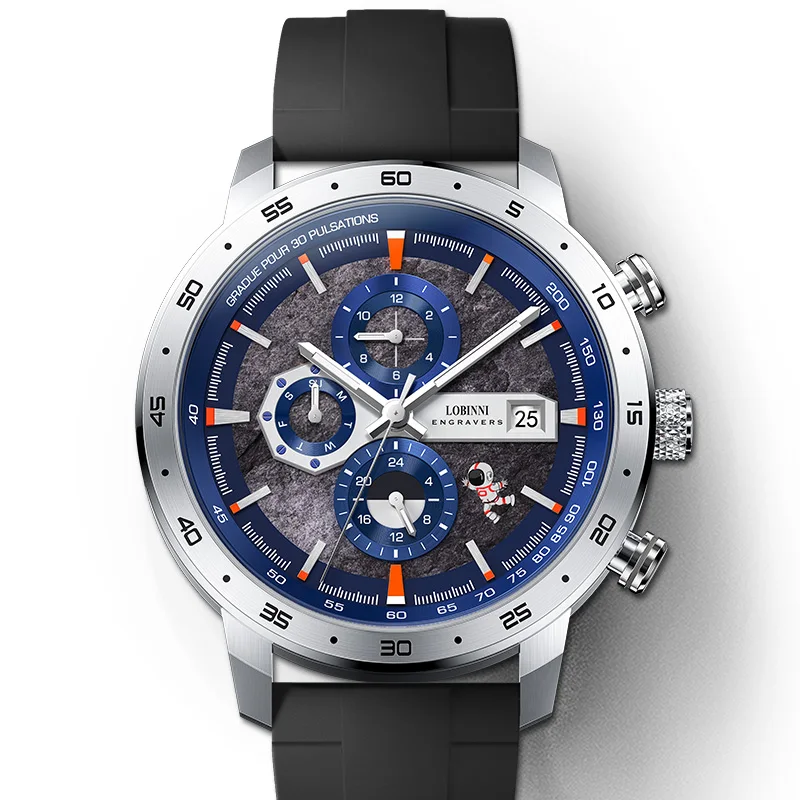 LOBINNI Новое поступление спортивные наручные часы мужские уличные классические многофункциональные 42 мм резиновые механические автоматические часы