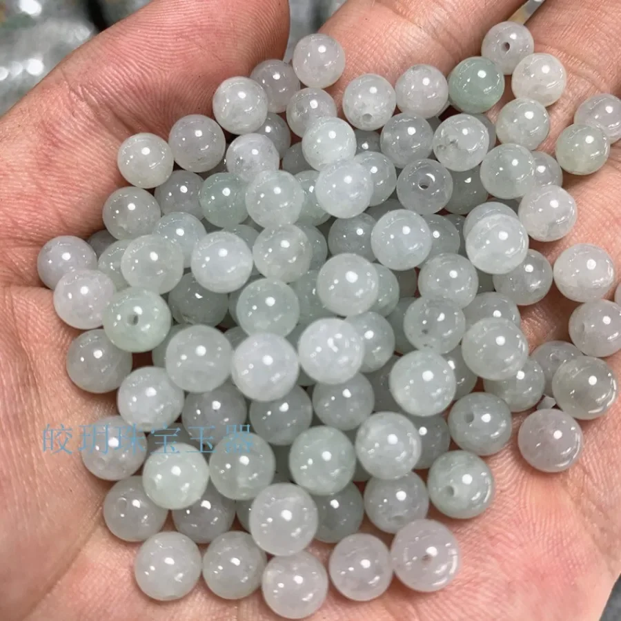 10pcs Jade Round Beads Loose 7mmdiy Bracelet Necklace Small Retro Myanmar Jadeite Loose Beads image 3