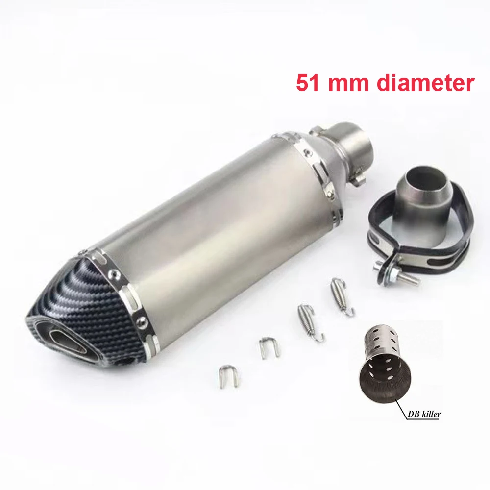 51mm Carbon Fiber Motorcycle Exhaust Muffler Tube 250cc 350cc 600cc Escape Moto Tube For Nmax Tmax530 Msx125 GSR600