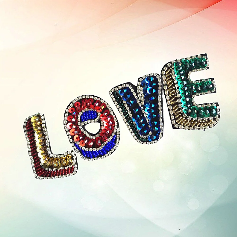 

Love Letter Sequins Sewing Patch Handmade Beaded Clothes Decoration Great for Dresses Jeans Hats Bags Letter Sewing Patch