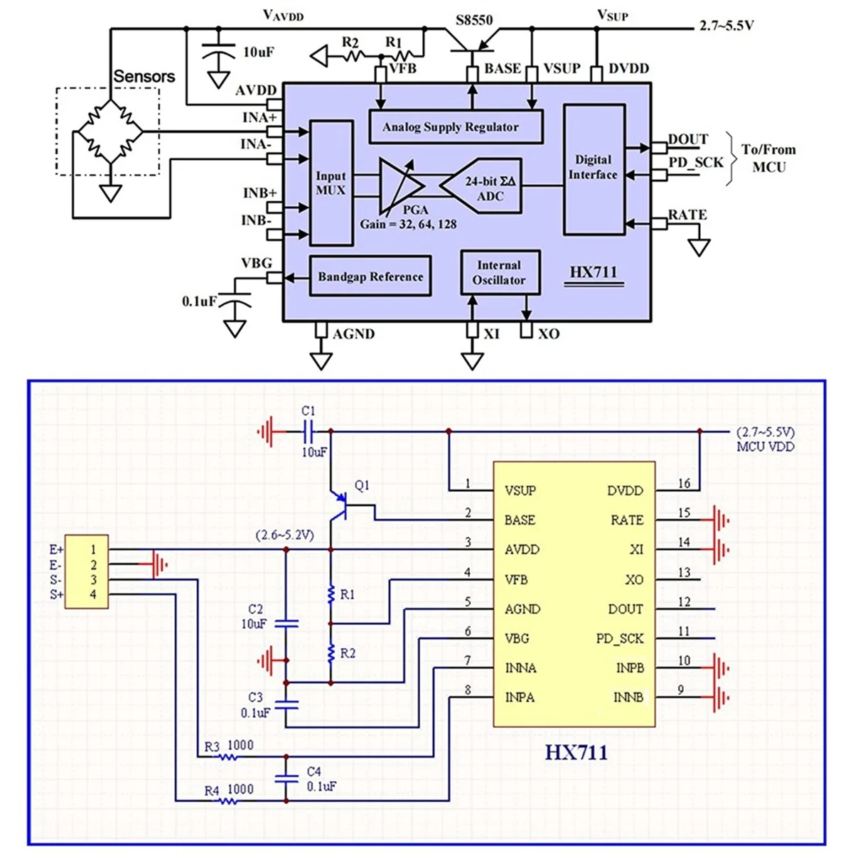Digital Load Cell Weight Sensor-4 Sets 1KG Load Cell HX711 AD Weighit Amplifier Module Pressure Sensor Cell Amplifier