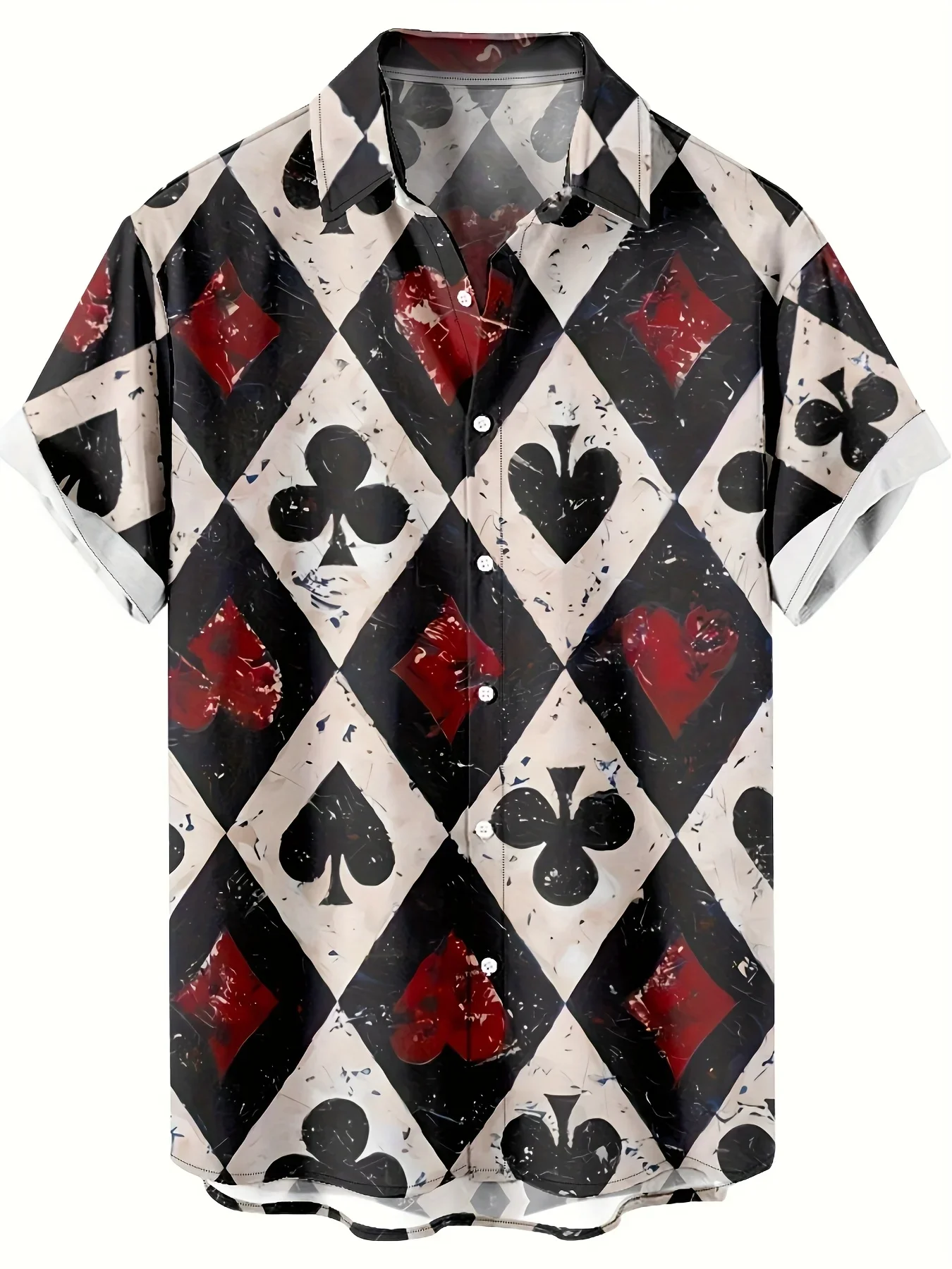 Japanese Ukiyo-E Style Swirl Water Red Leaf Graphic Men Short Sleeve Button Down Vacation Shirt