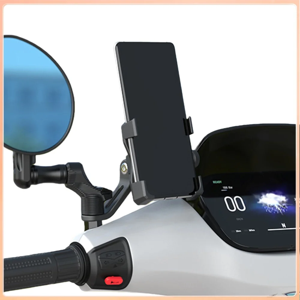 Motorcycle Phone Holder Aluminum Alloy Motorcycle Cellphone Holder 360 Degree Rotation Bikes Phone Mount Fit 2.4-3.7inch Phones