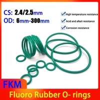 CS 2,4mm/2,5mm OD 6mm-300mm juntas tóricas de goma de fluoro verde FKM Viton junta de sello de aceite anillo de sellado Circular de elastómero de fluoro