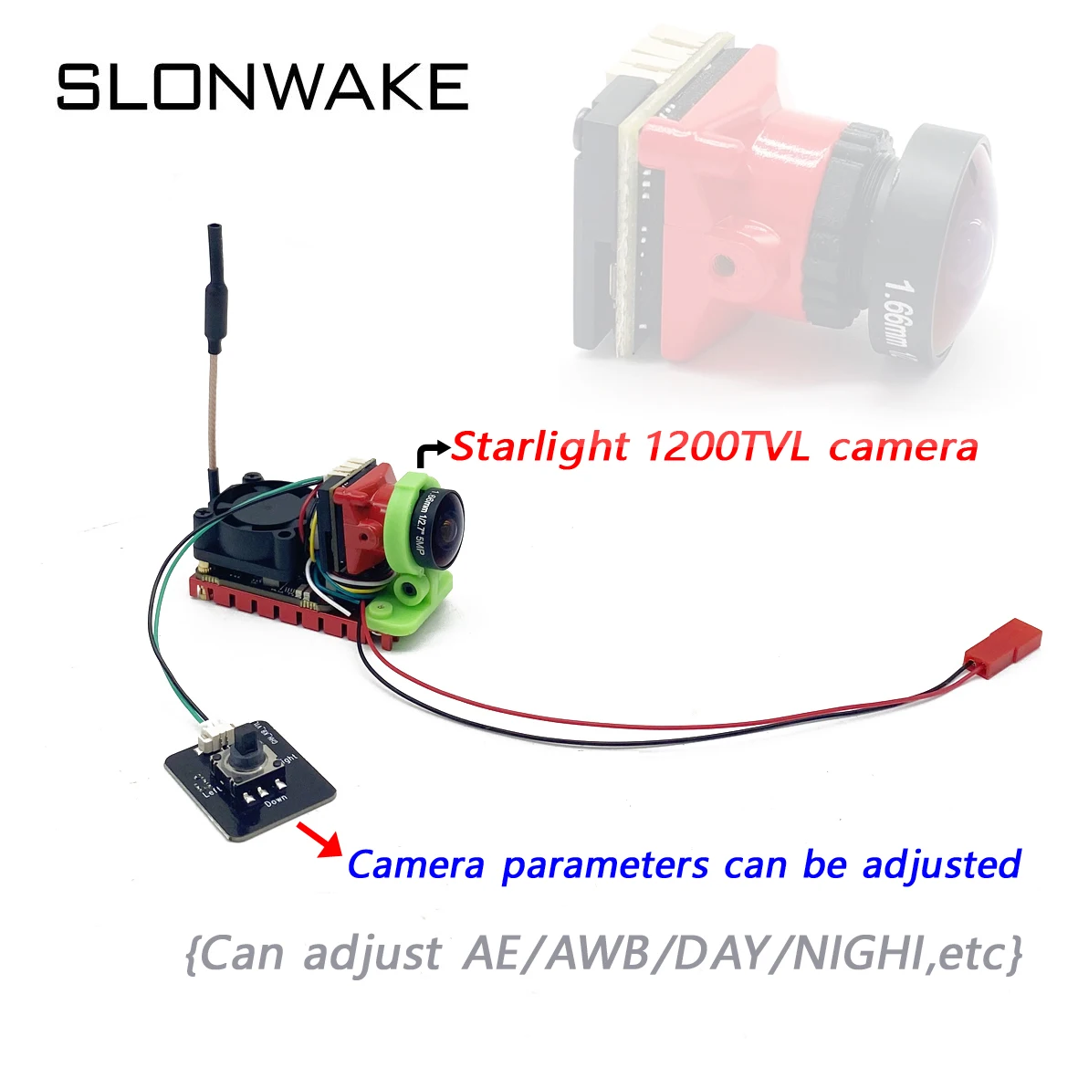 Pemancar nirkabel 5.8G 1W FPV, pemancar nirkabel 1000mW VTX launche dengan 1/1, 8 ''Starlight HDR OSD 1200TVL FPV kamera digunakan untuk drone