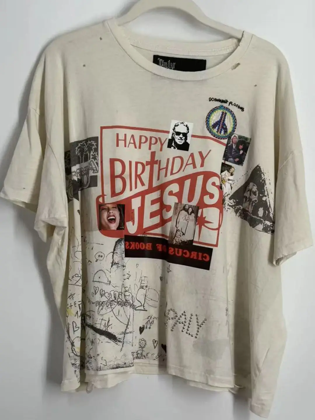 Paly Hollywood 26FW Happy YS Birthday Limited Edition Washed Old Damaged Short Sleeve T-Shirt