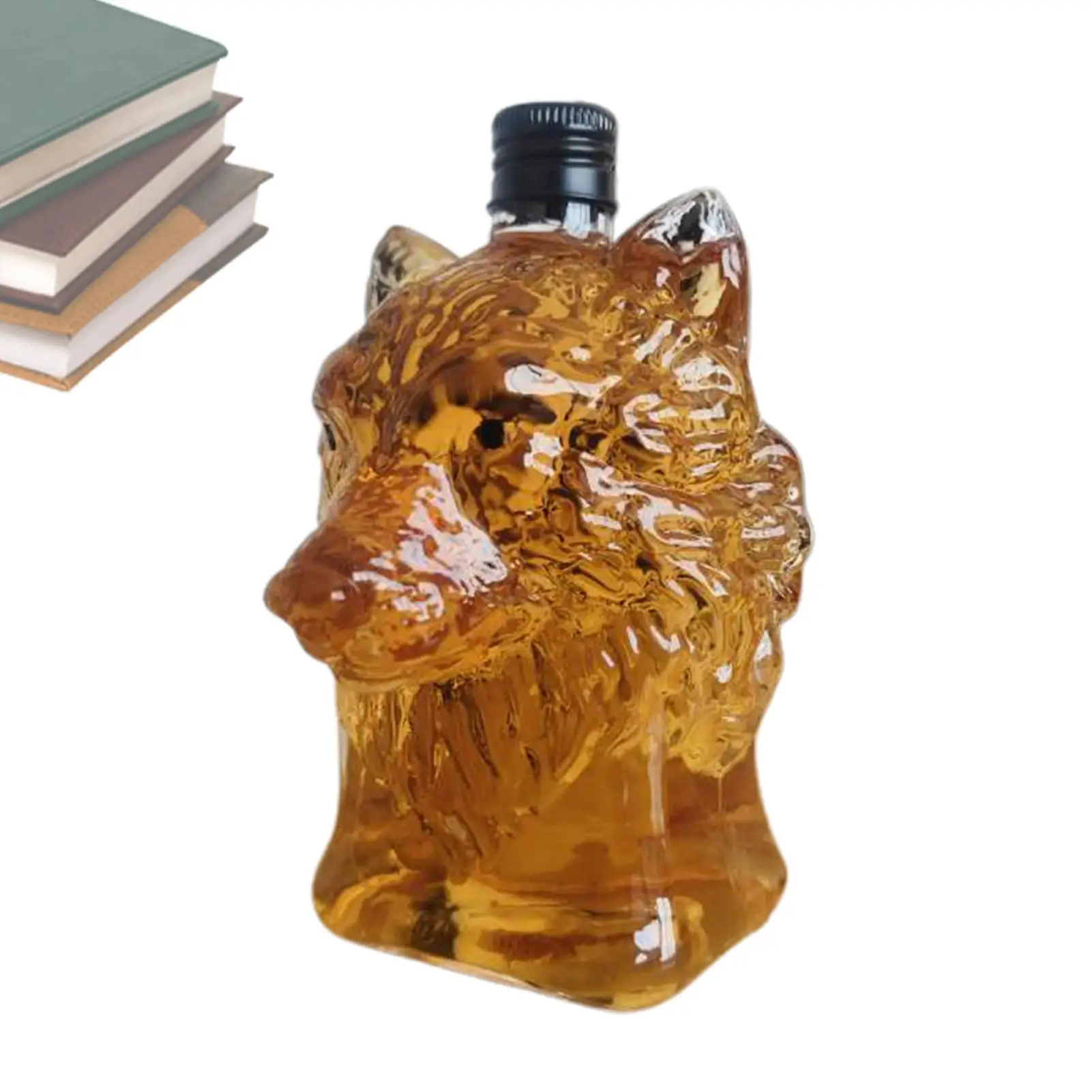 Wolf Crested Whiskey Bottle Engraved Vintage Wolf Themed Whiskey Glass Bottle Decoration Gift For Men, Fathers, And Husbands
