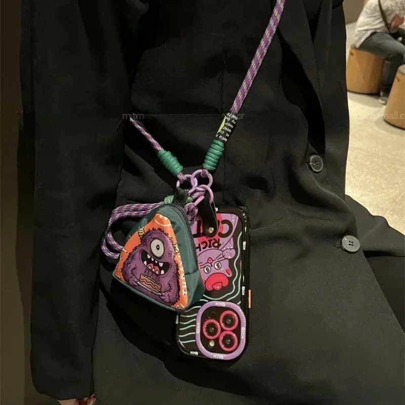 New Suitable for iPhone 14promax Lucky Cat Monster Earphone Case 13pro Weaving Crossbody 12 11 All Inclusive Protection Cover