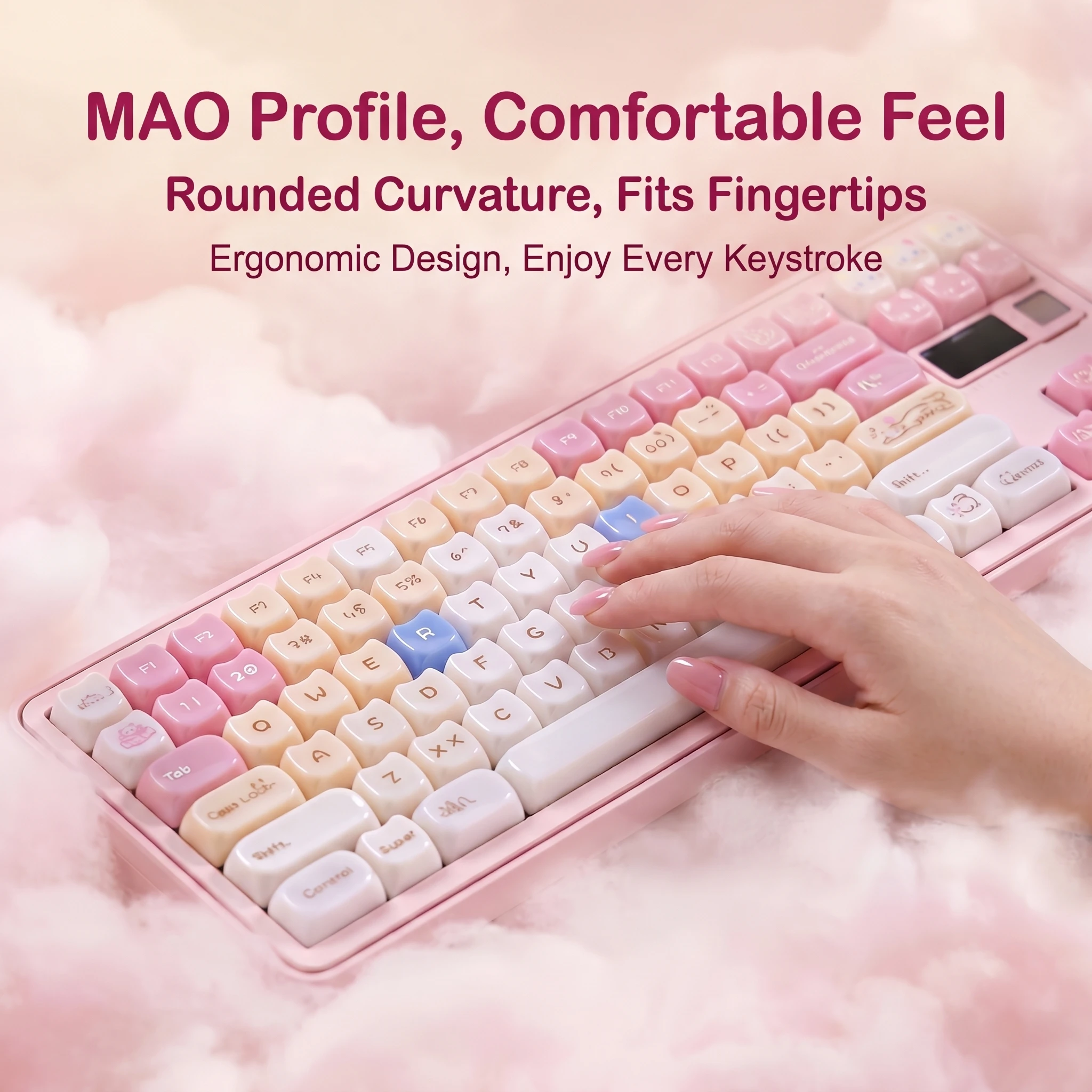 148 Keys MOA Cute PBT Keycaps, Glossy PC Transparent Design, Aesthetic Cute Style for Girls Mechanical Keyboards view 3