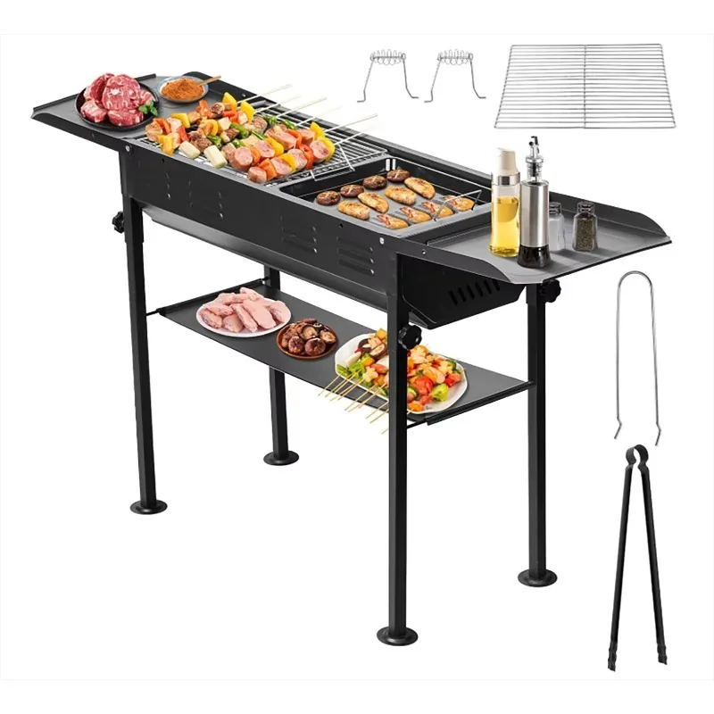 

Уличный портативный складной гриль с регулируемой высотой, из нержавеющей стали 304, с утолщенной сеткой для жарки, оборудование для барбекю
