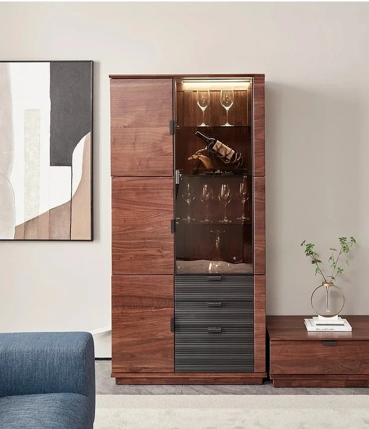 

Европейский вход, люкс, черный орех, твердая древесина, винный шкаф, американский стиль, ретро, креативный настенный шкаф для гостиной, витрина