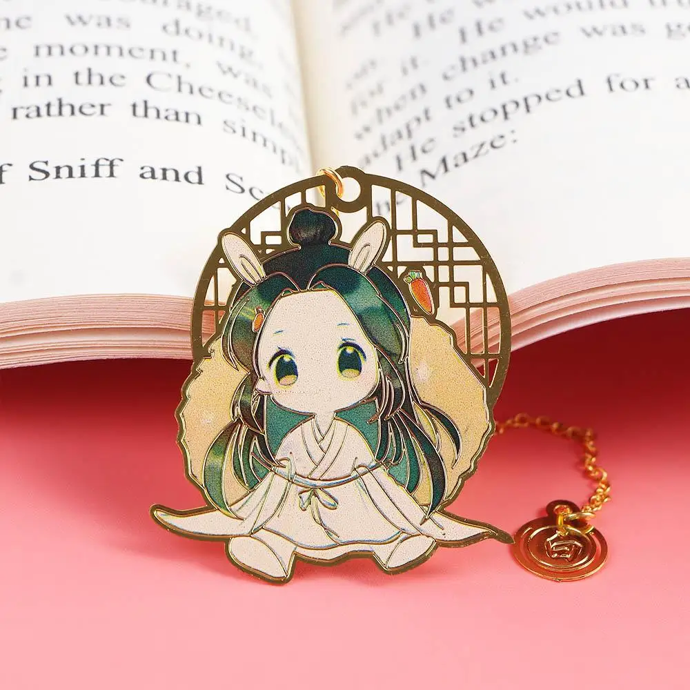 

Chinese Style School Supply Pagination Mark Hua Cheng Hollow Xie Lian Pendant Stationery Bookmark Book Markers Tian Guan Ci Fu