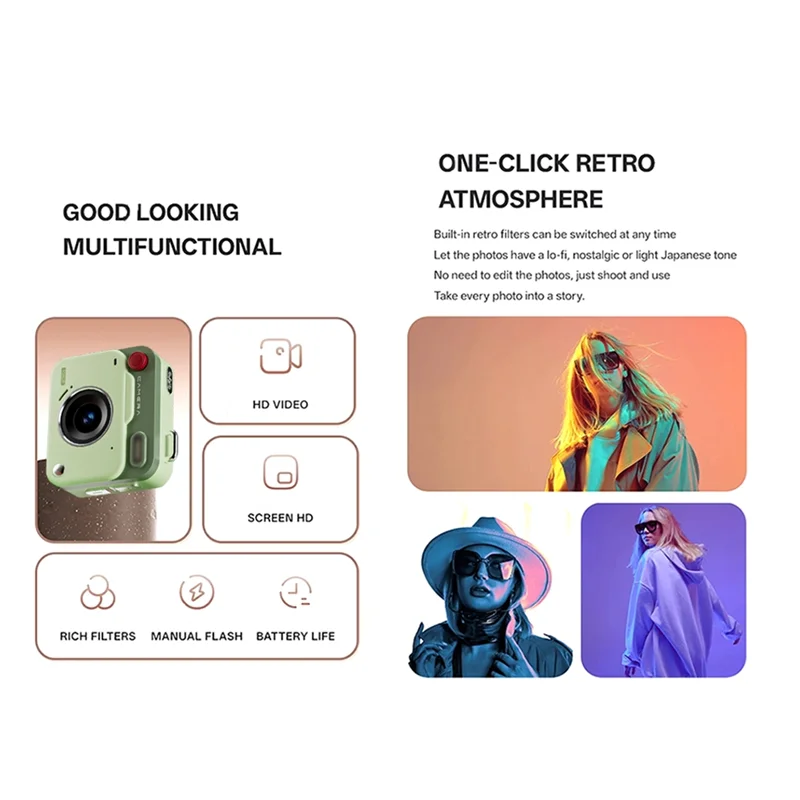 ABZW 1080P HD Mini Digital Camera For Kids And Students - 1.77-Inch IPS Display CCD Retro Mini Compact Digital Camera