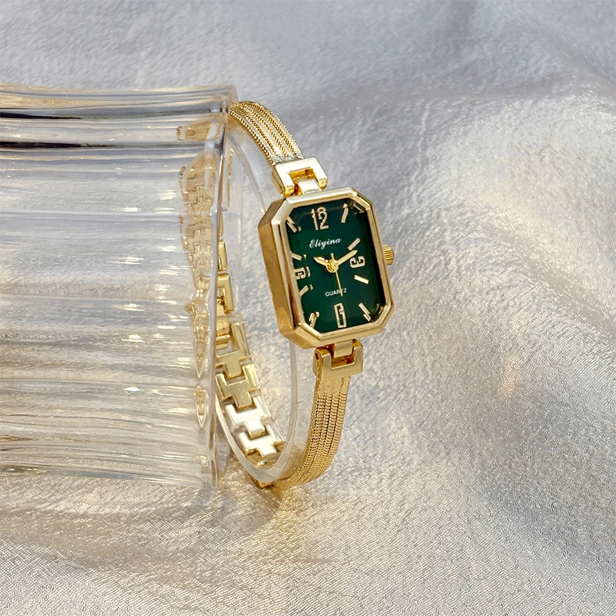 Rectangular Gold Wrist Watch for Women with Tassel Chains, a Delicate Accessory image 4