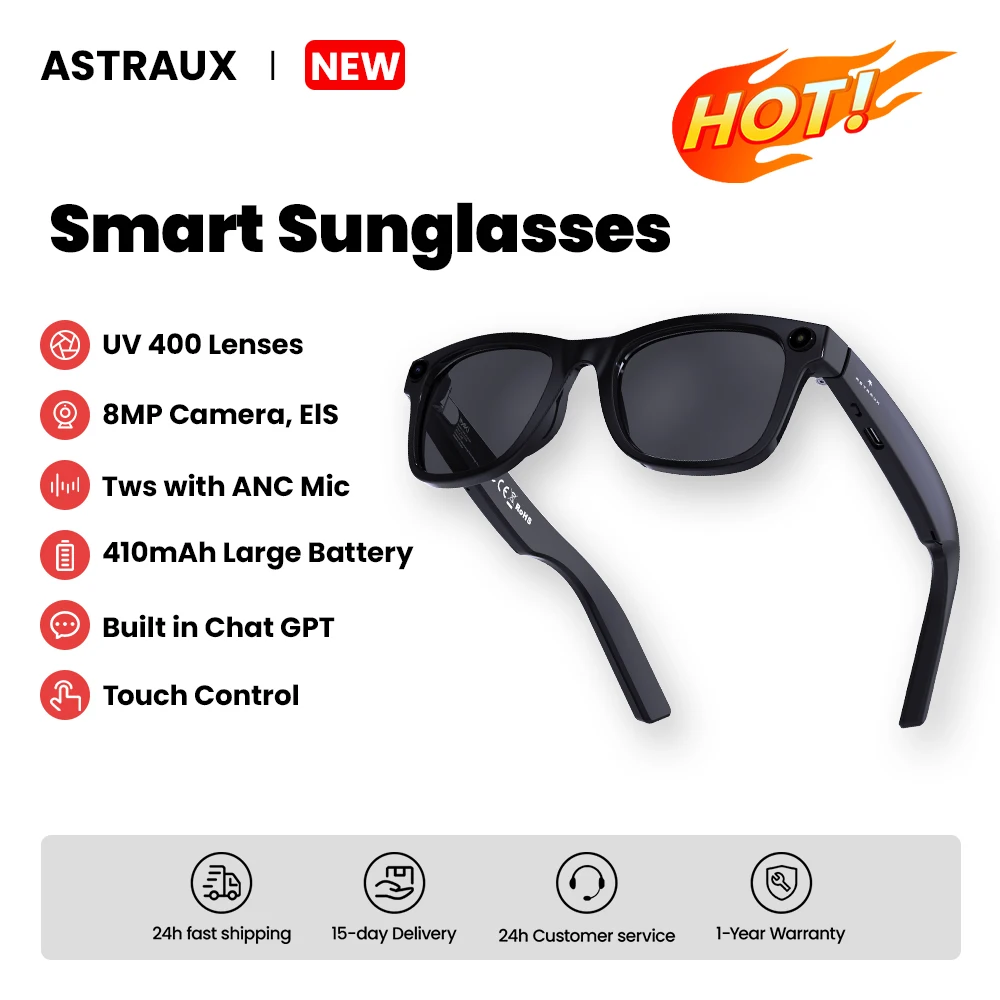

AI smart Bluetooth glasses ultra-high-definition camera pixels video recording stabilization Bluetooth calling