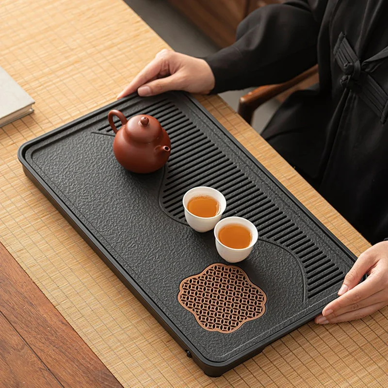 Living Room Tea Tray Coffee Snack Storage Rectangle Vintage Long Tea Tray Drainage Ceremony Luxury Home Decorationgs