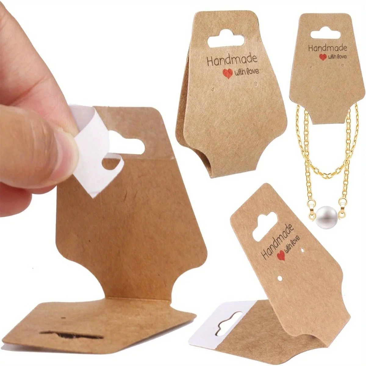 200pcs Bracelet Display Cards Sturdy Necklace Holder Cards Self Adhesive Jewelry Packaging Selling Card for Small Business of Ke