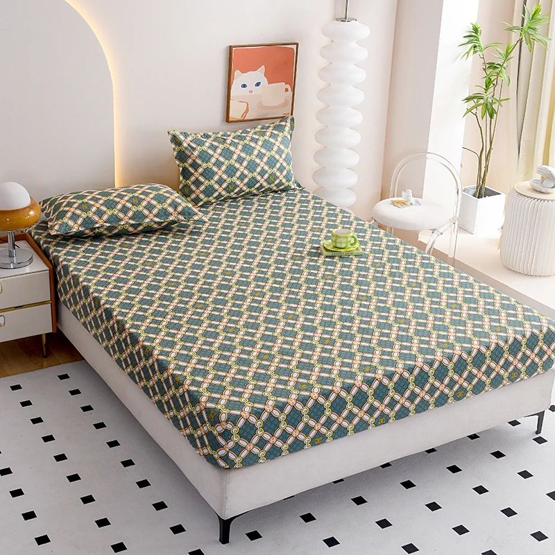 Full Size Bed Sheets Single Sheet With Elastic Queen Fitted Sheet Mattress Protector Non-Slip Bed Sheet Comfort Double Bed Cover