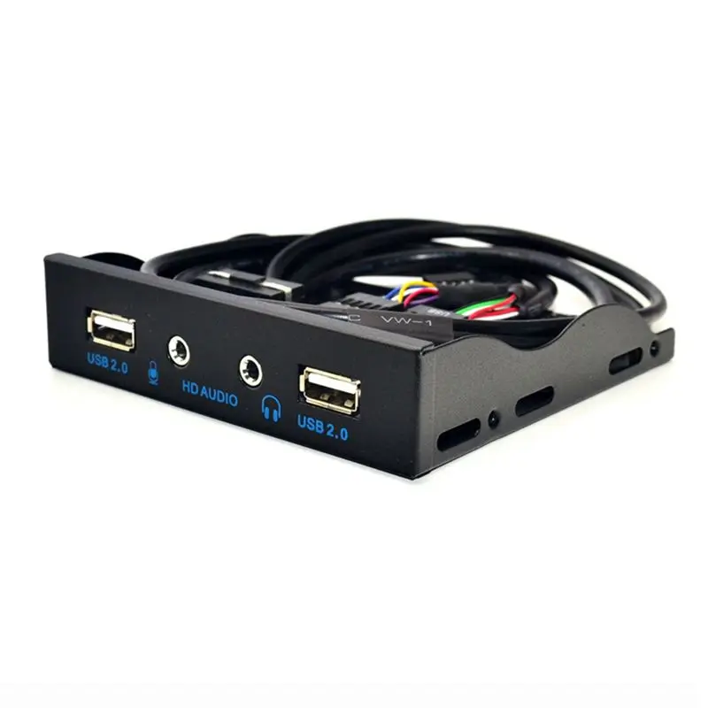 

A01K-Black Front Panel Rack For Computer PC With 2 USB 2.0 Ports, HD Audio And 3.5Mm Earphone Jack In 3.5-Inch Floppy Bay