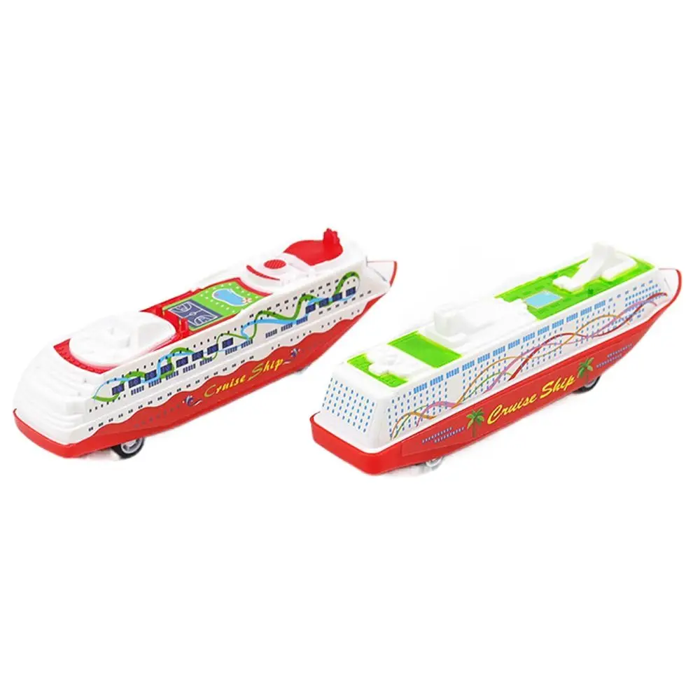 Desktop Ornaments Gliding Sliding Steamship Simulation Model Toy Cruise Boat Model Plastic Mini Pull Back Ship Gift for Kids