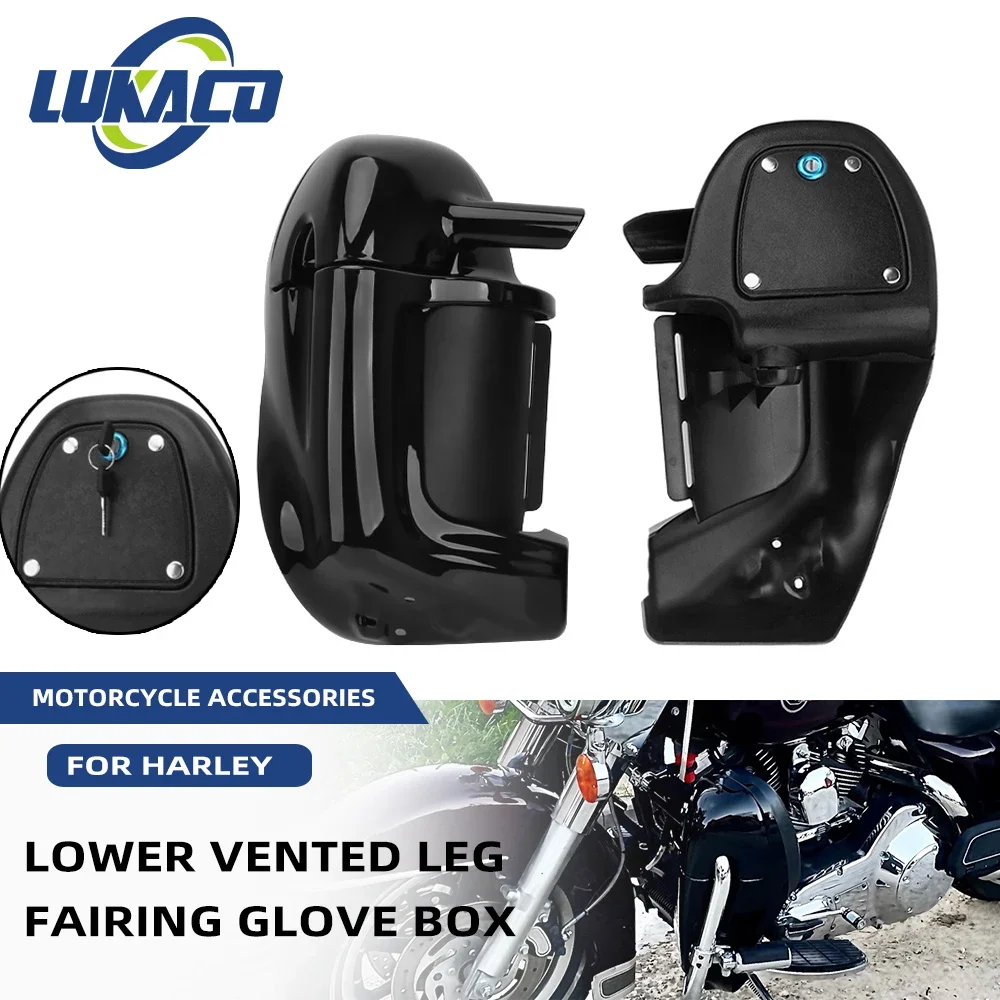 New Motorcycle Lower Vented Leg Fairing Glove Box With Lock For Harley Touring Road King Electra Street Glide FLHR FLHT 83-2013