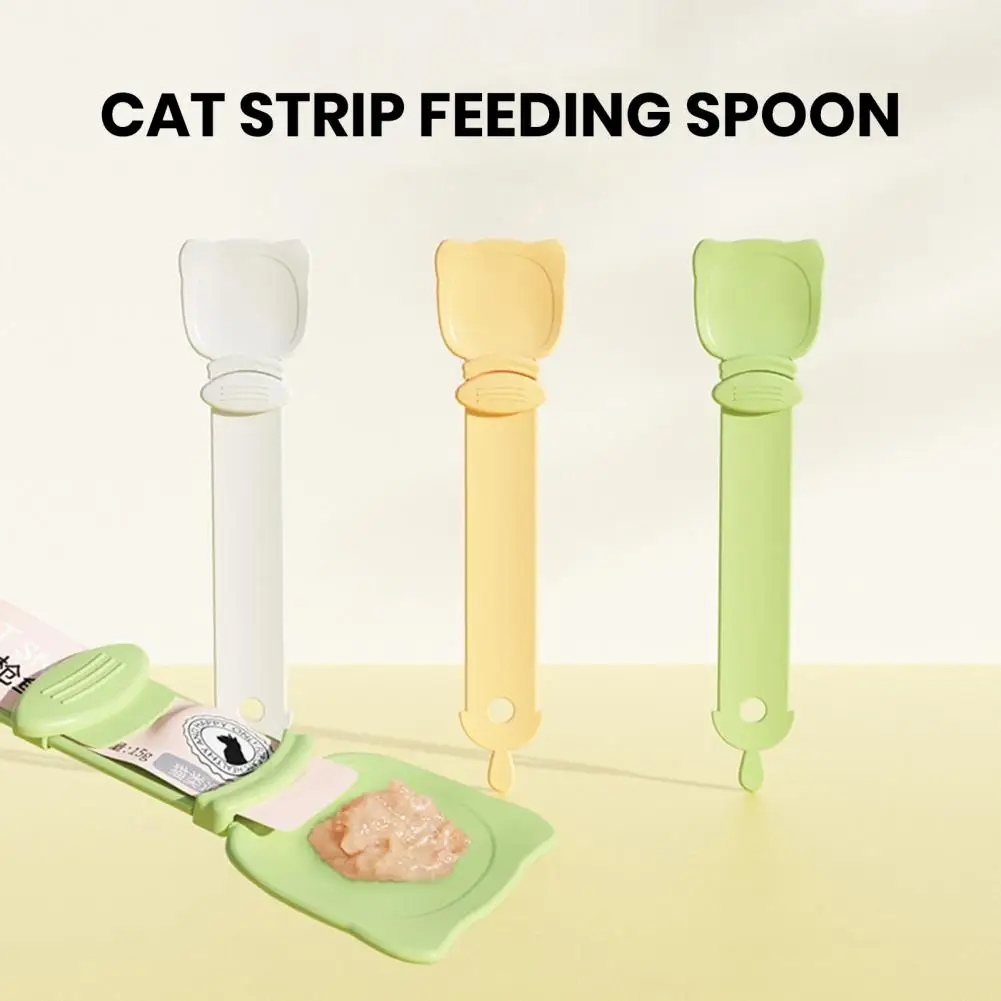 

Pet Feeder Spoon Cat Strip Squeeze Spoons Easy Squeeze with Card Slot Prevent Wasting Cat Treat Bars Squeezer Cereal Dispenser