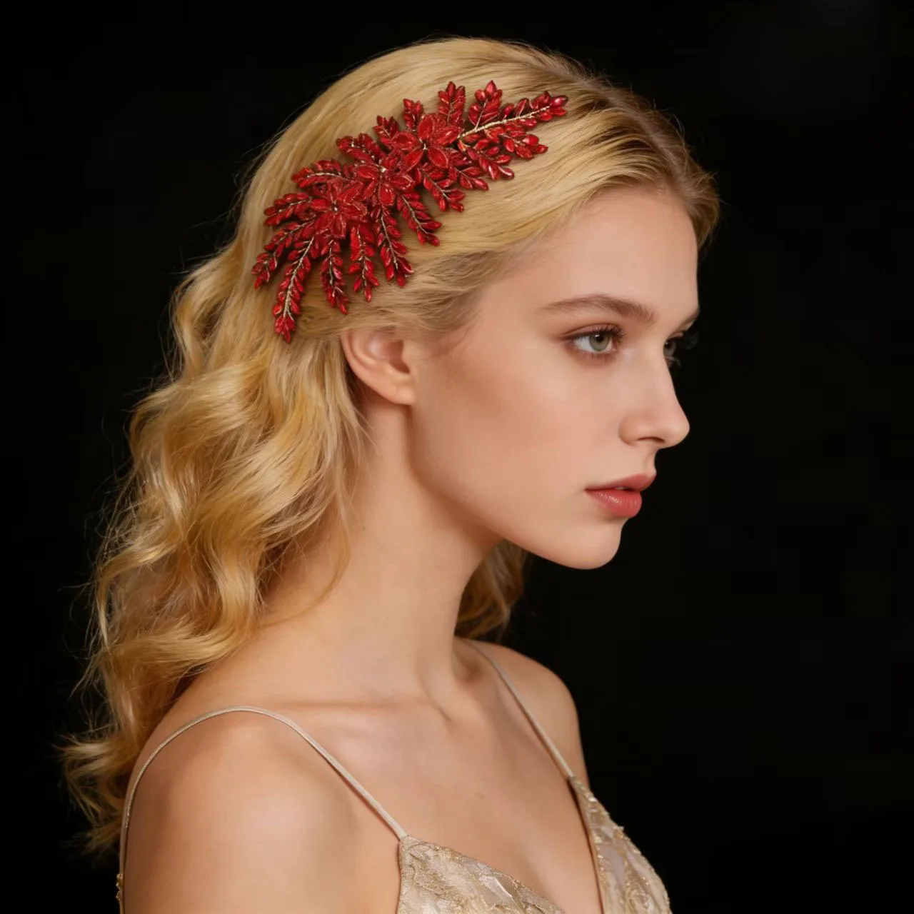 SLBRIDAL Handgefertigte bunte Strass-Kristalle, florale Braut-Tiara, Stirnband, Kopfschmuck, Damenschmuck, Haarschmuck – Detail 1