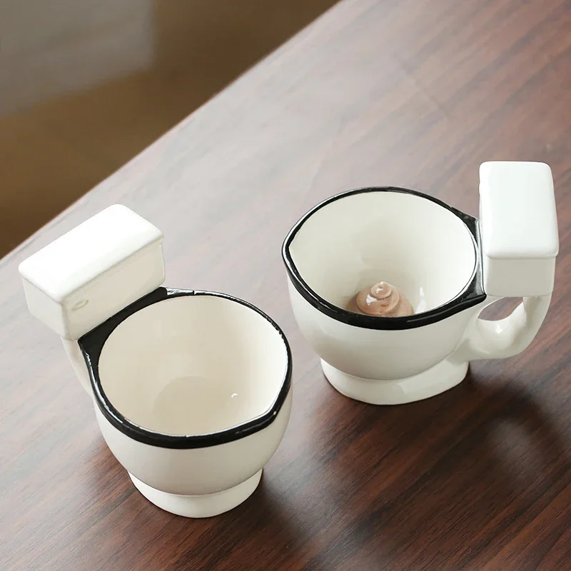 Novel and Interesting Gift Toilet Ceramic Cup with Handle 300ml Creative and Quirky Ceramic Cup Coffee Tea Milk Ice Cream Cup