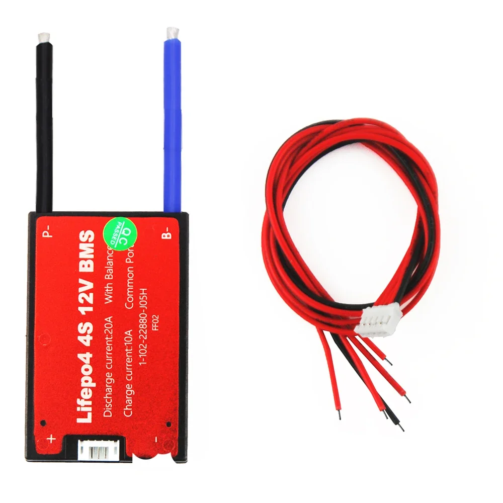 LiitoKala-BMS impermeável para bateria LiFePO4 recarregável com o mesmo porto para a bateria de 3.2V LiFePO4, 4S, 12V, 20A, 18650