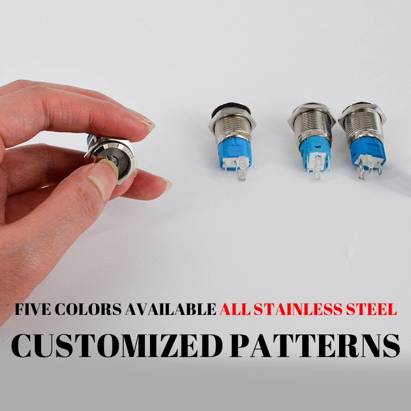 

16MM waterproof IP65 metal button switch with LED light, instantaneous, self-locking, latching, repair car engine PC switch