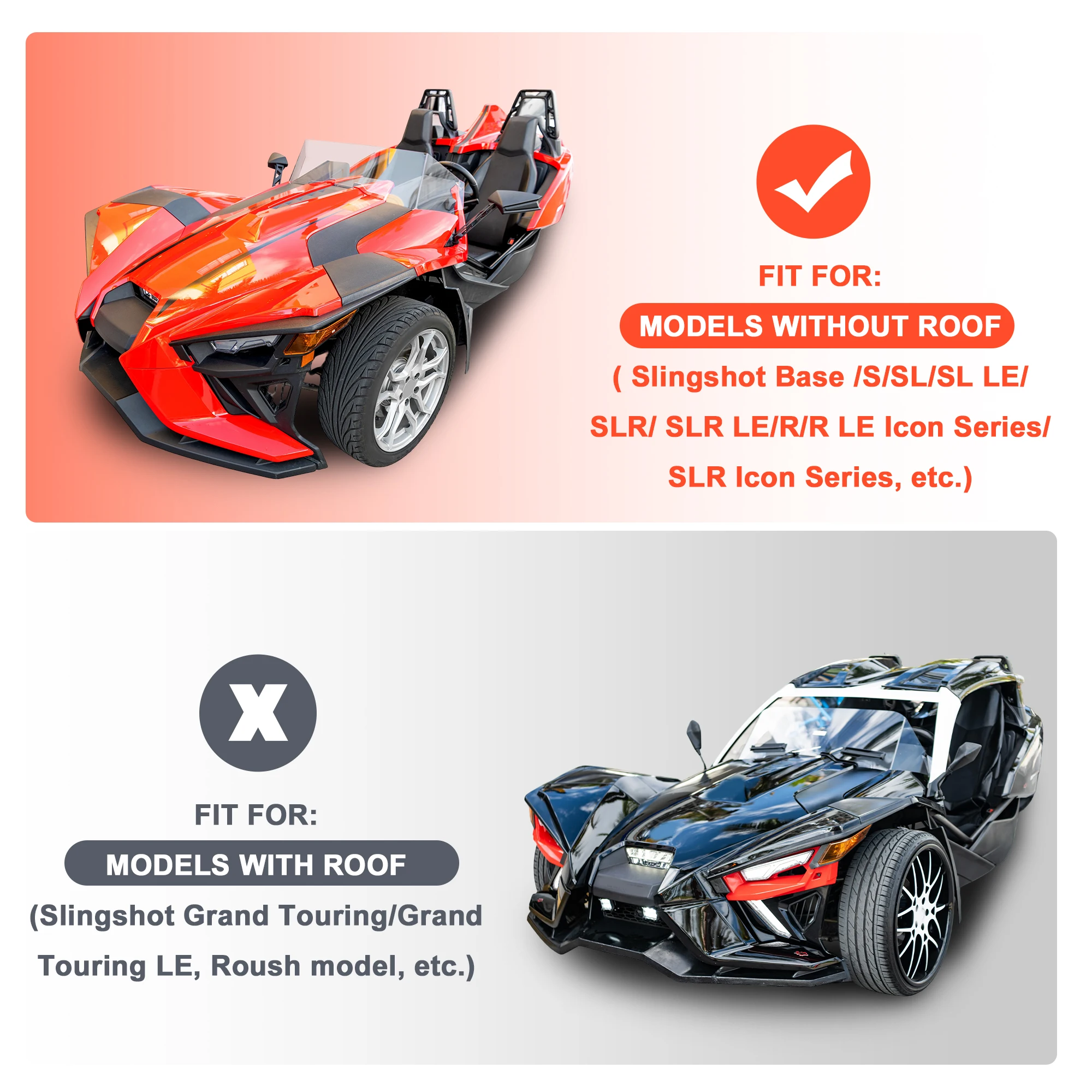 

UXCELL 420D Oxford Half Cover Waterproof Windproof Reflective Strips for Polaris Slingshot S SL SLR R ROUSH 2019-2025