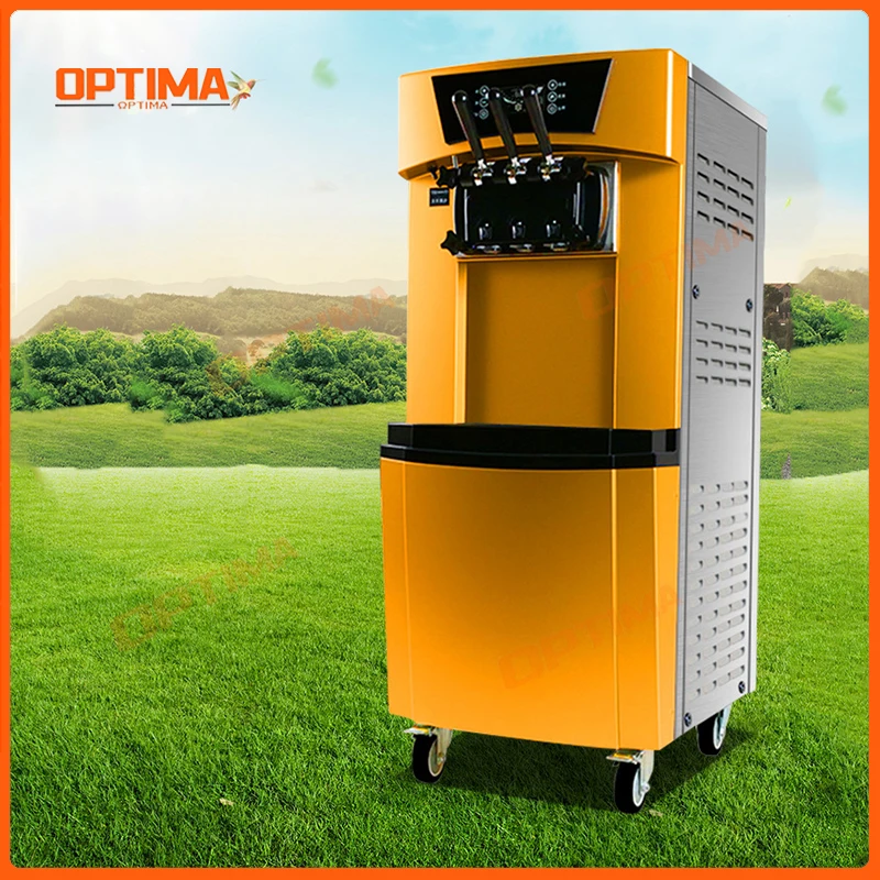 آلة الآيس كريم المخروطية التجارية التلقائية العمودية الكهربائية لا تنظيف التبريد السريع ثلاثة ألوان معدات متعددة الوظائف