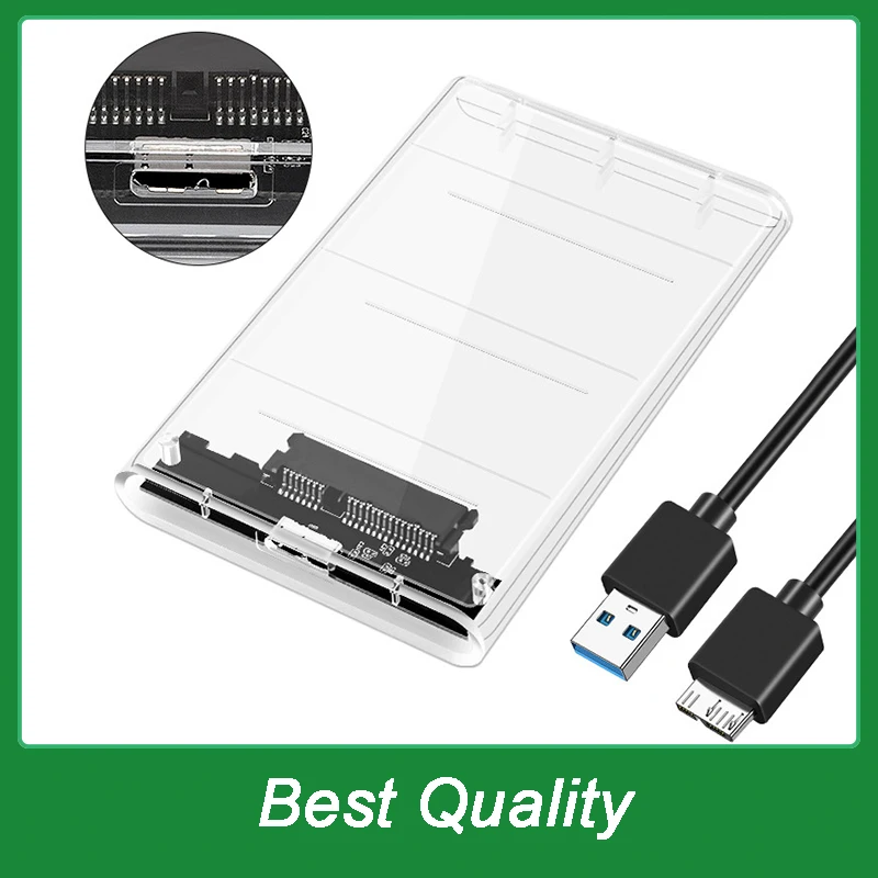 3.0 Enclosure 2.5inch SATA SSD Hard Drive Case With 5Gbps Transfer Speed And Transparent Design Mobile External HousingU