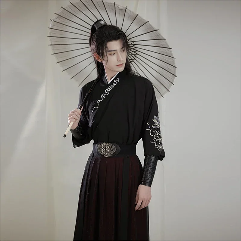 S-3XL ricamo cinese Hanfu uomo tradizionale dinastia Han spada Costume Cosplay festa a tema antico Hanfu orientale Robe