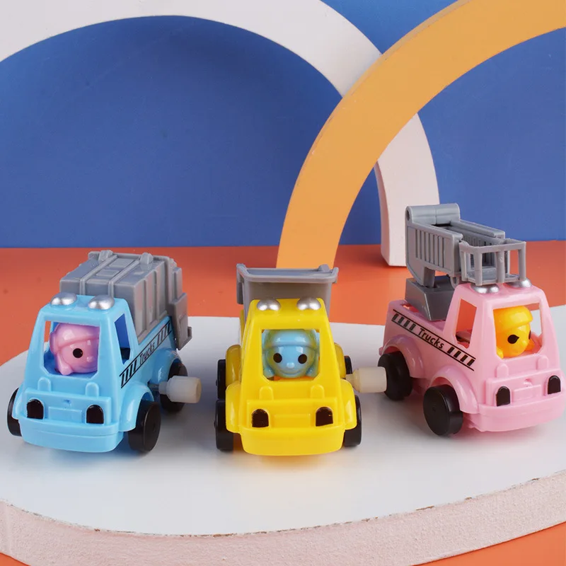 Petite voiture mécanique de dessin animé pour enfants, véhicules d'ingénierie à remonter, simulation créative, jouet mignon, marche, cadeaux d'anniversaire pour enfants