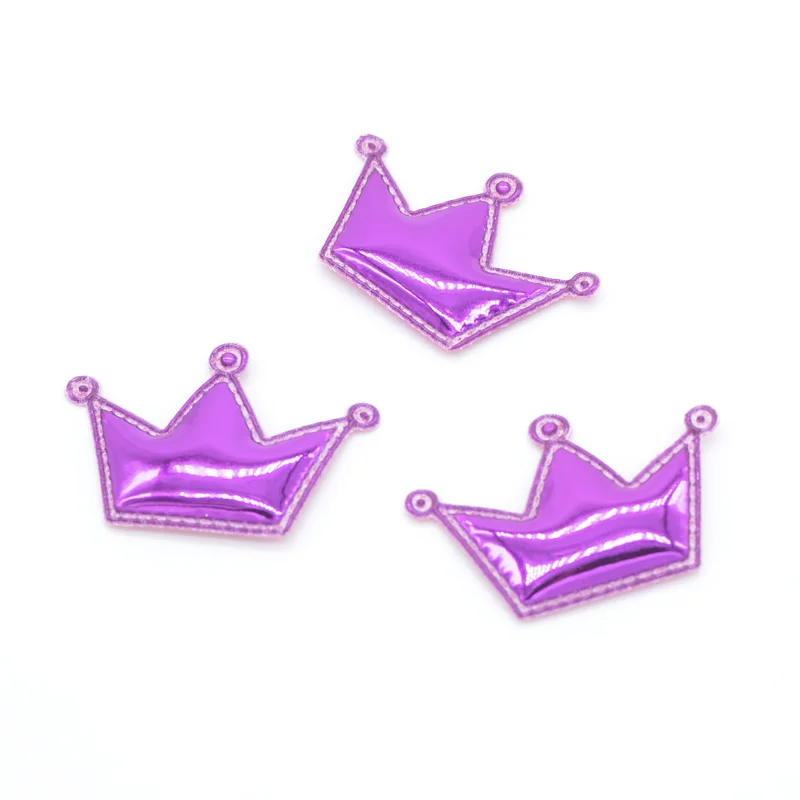 20Pcs 42*28mm Shiny PU Crown Shape Padded Felt Appliques for Decor DIY Headband Giftbox Cake Topper Hair Accessories