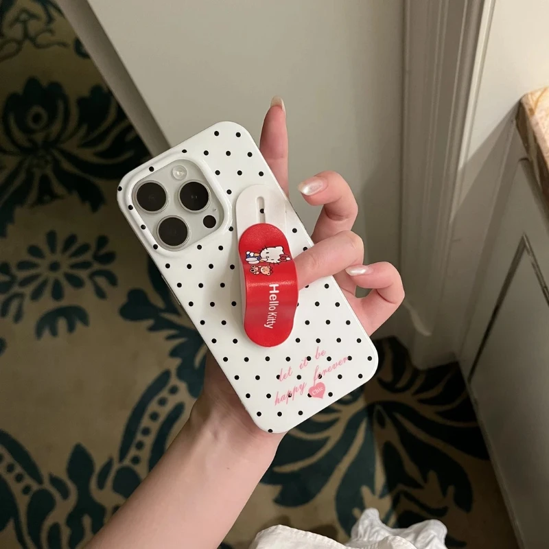Kawaii Hello Kitty Pflasterförmiger Handyhalter, verstellbarer Push-Pull-Klebegriffständer, trendiges Handy-Zubehör, Geburtstagsgeschenke