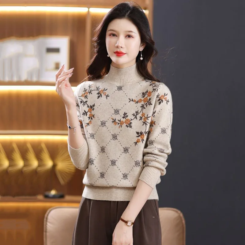 

Изысканный короткий женский свитер с вышивкой, осень-зима 2025, новая тонкая толстая теплая рубашка с женским верхом, вязаный пуловер