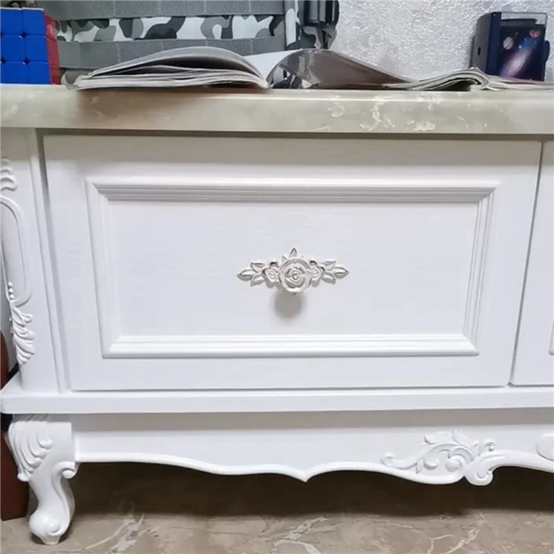 Promotion!8 Pcs Euro Roses Cabinet Knobs With Backplate, Flower Drawer Pull Handles For Dresser Vanity Nightstand Cupboard