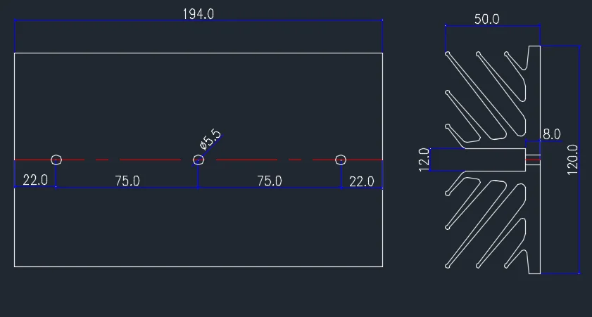 1 Stück schwarzer Pass Hochleistungs-Verstärker der Klasse A/Kühler 194 x 50 x 75 mm