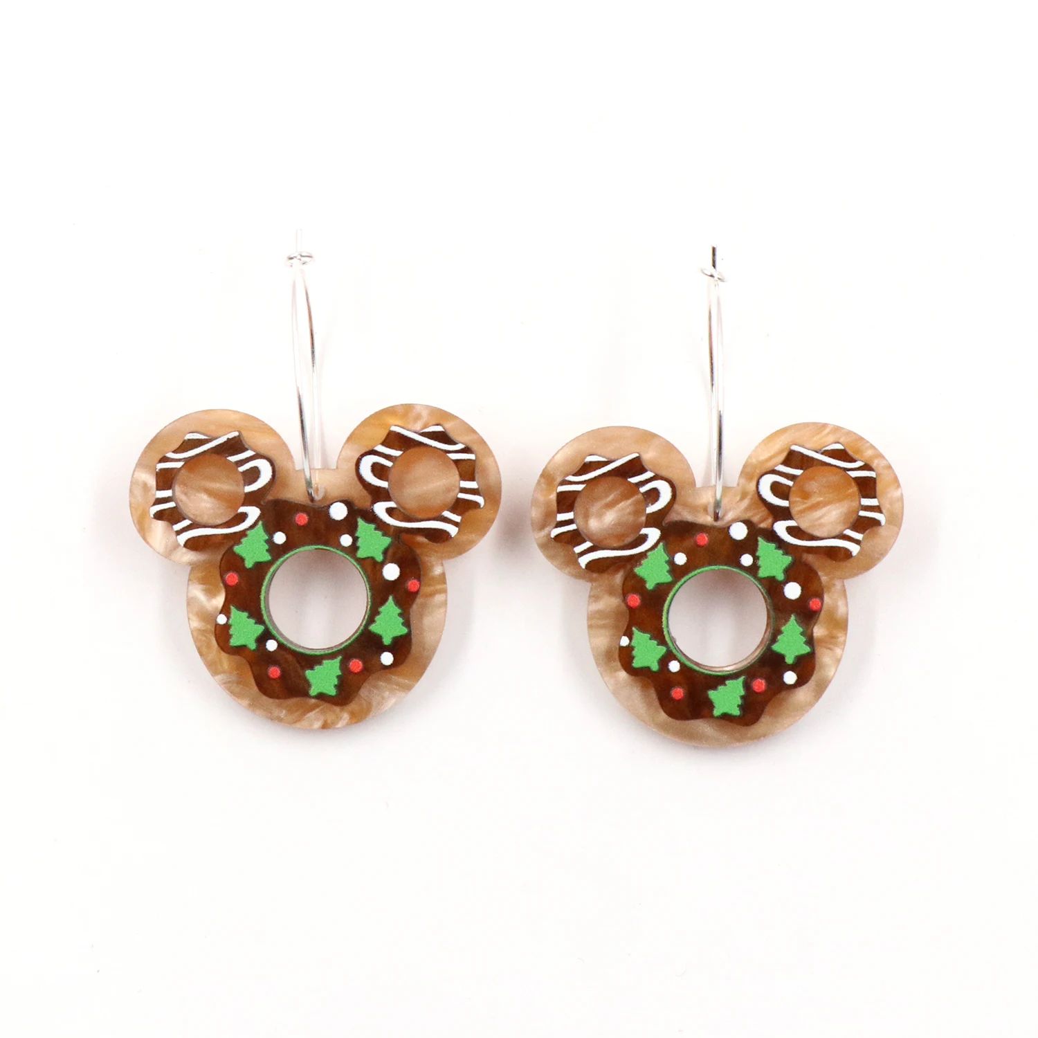 1pair New product CN hoop mouse head Cookies cute christmas Acrylic earrings Jewelry for women