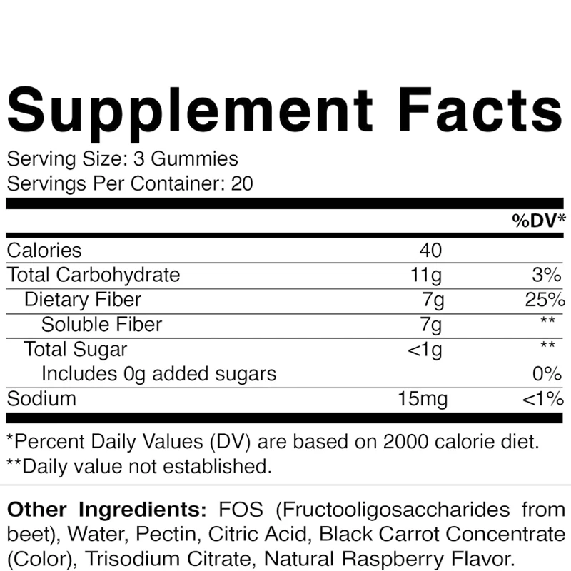 Vitamin Adult Prebiotic Fiber Soft Candy -7G Fiber Super Strong - Zero Sugar Addition -60 Pectin Based Soft Candies