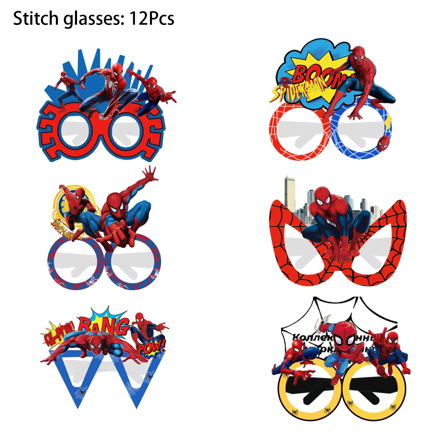 12/48Pc Spiderman Mask Party Supplies Superhero SpiderMan Paper Glasses Mask for Kids Boys Birthday Party Photography Props Gift