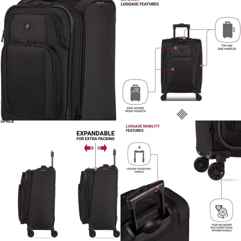 

SwissGear Sion II Expandable Spinner Carry-On 20 Black Softshell Luggage